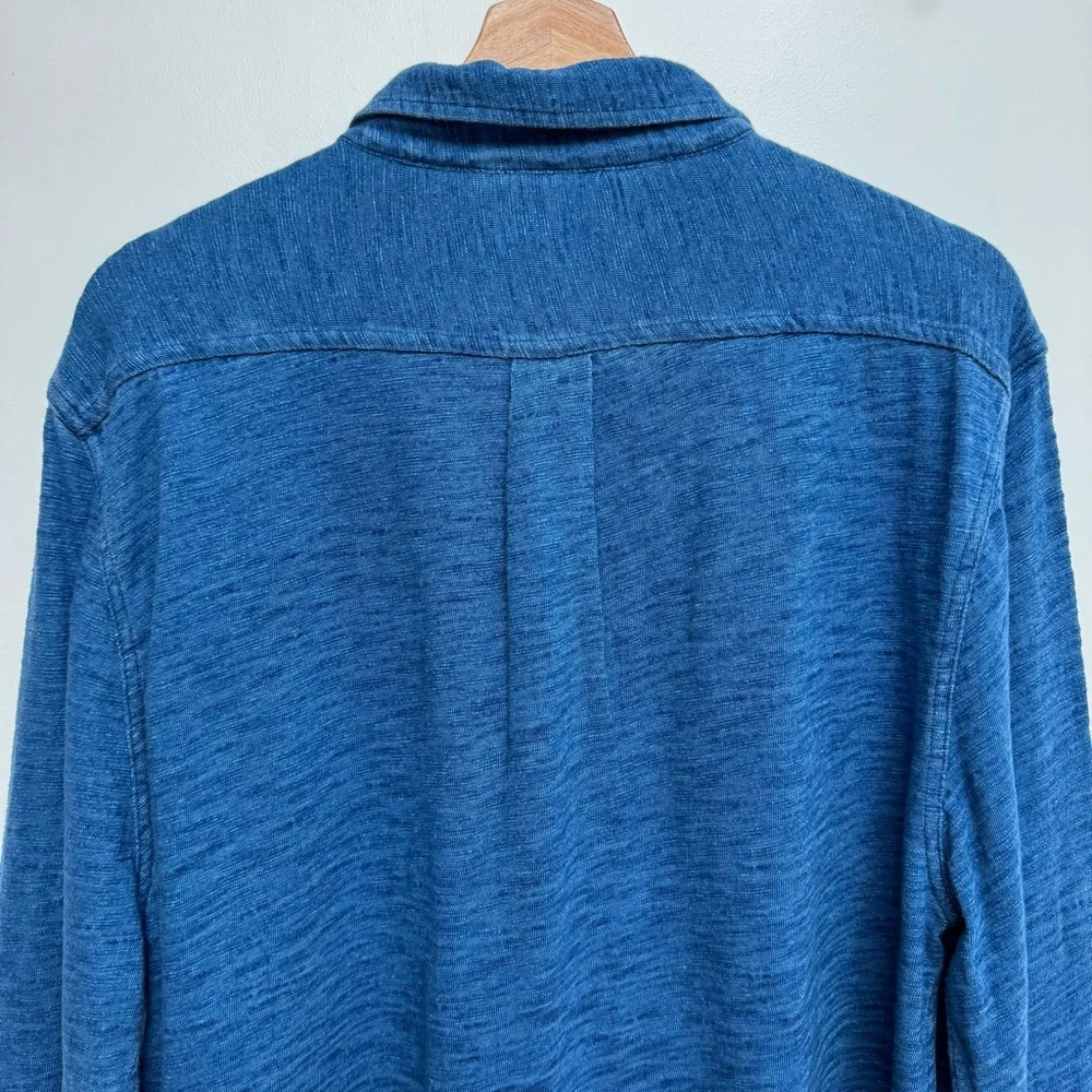 J. Crew Indigo Knit Good Cotton Yarns Garment Dyed Harbor Button Up Shirt Large